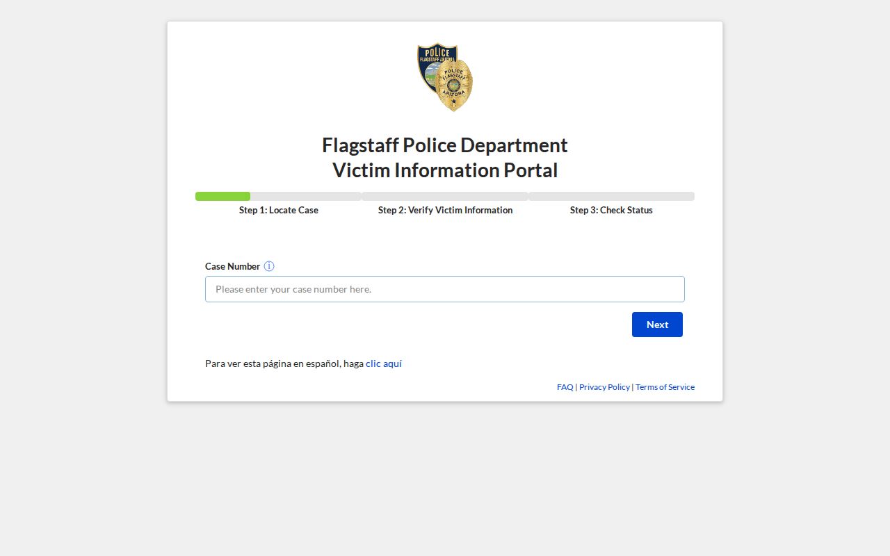 Flagstaff arrest case status and victim information portal